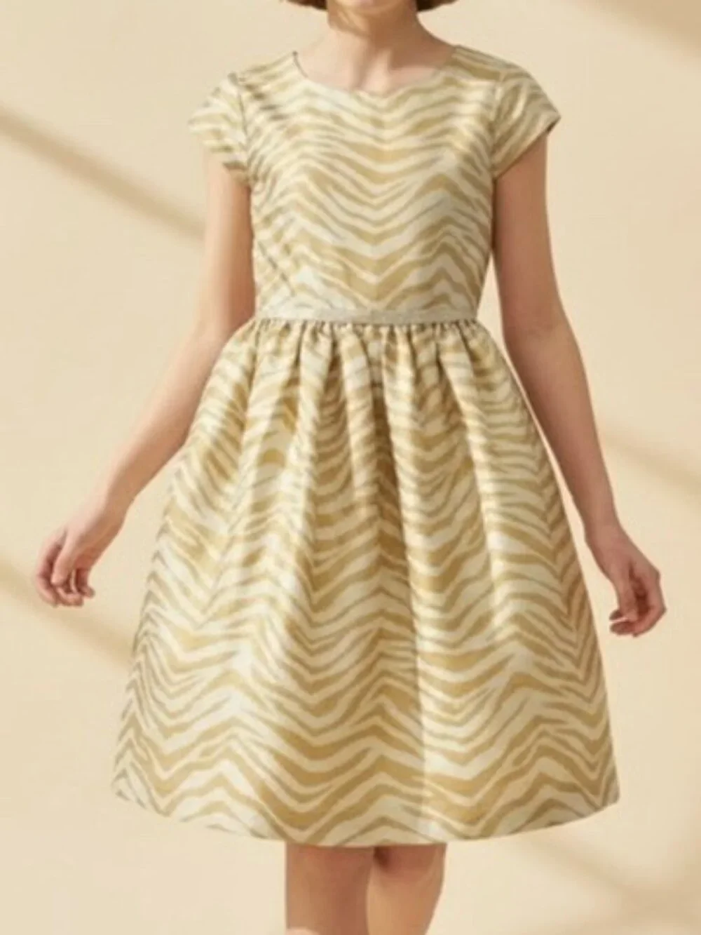 Safari Glam Gymboree Girls Tan White Animal Stripe Full Crinoline Party Dress 10